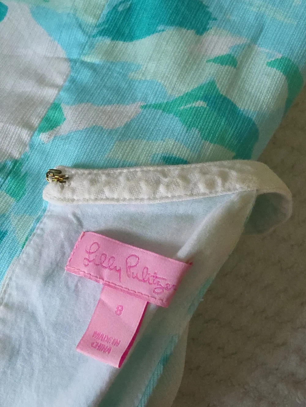 Lilly Pulitzer Aqua &  Green Floral Lace-Trim Halter Dress